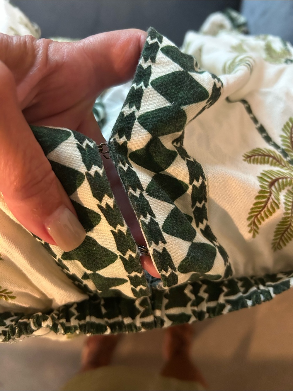 FARM Rio Cream Maxi Dress with Olive Palm Print and Green Trim - Picture 14 of 14
